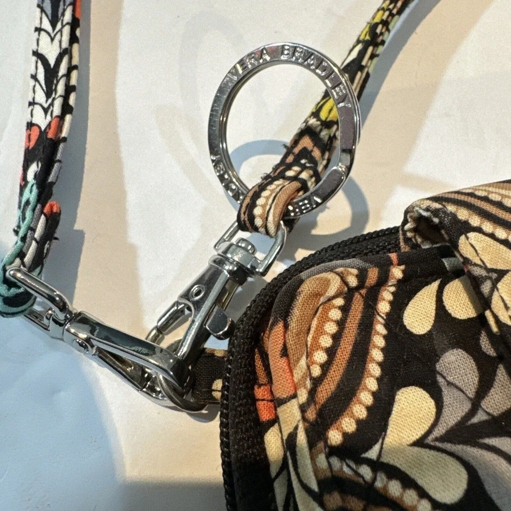 Vera Bradley Paisley Pink Wristlet Wallet Floral W/ Crossbody Strap‎ 7 Card Cap - Picture 2 of 9